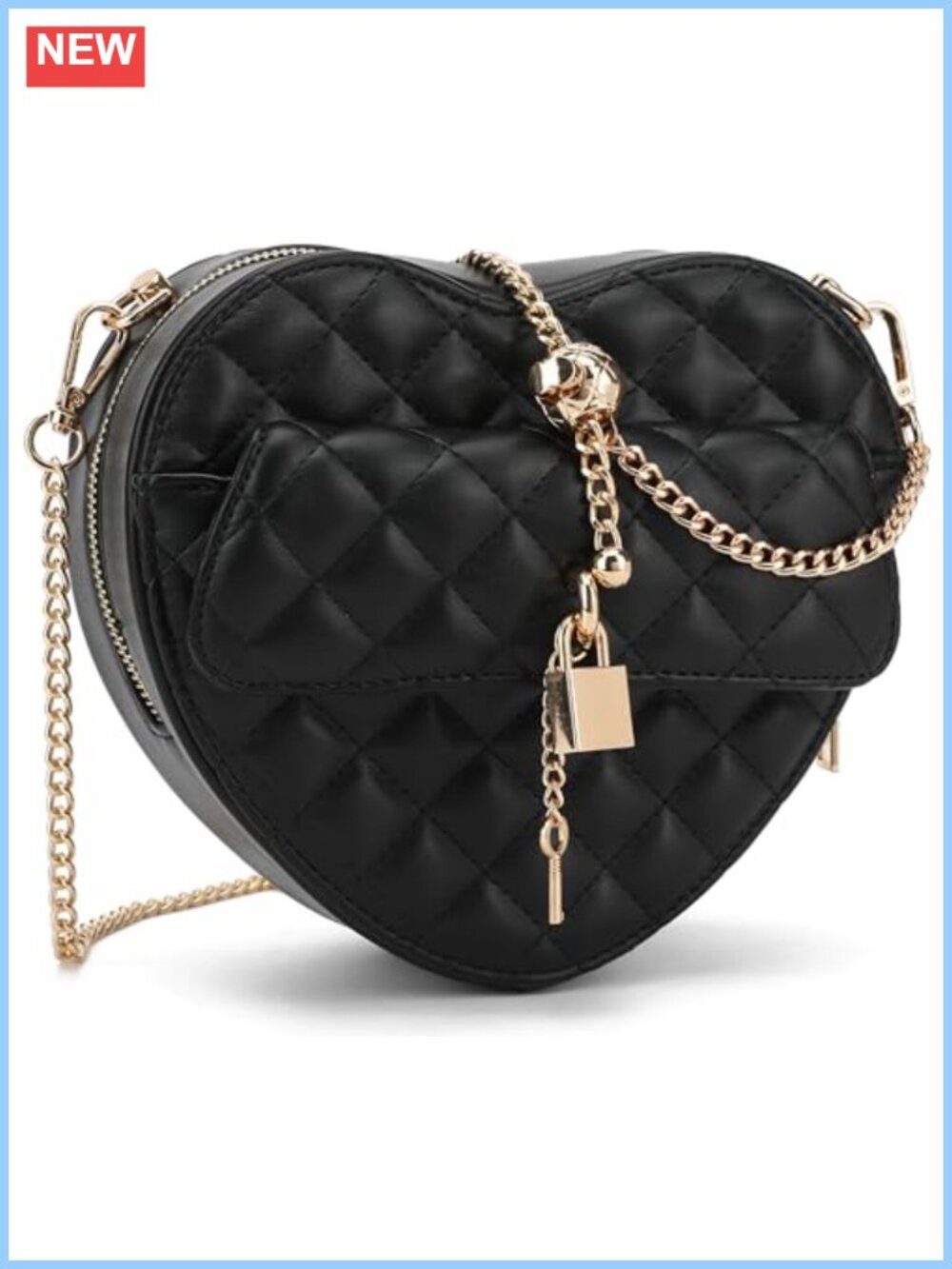 Heart Shape Crossbody Purse Vegan Leather Adjustable Chain Strap